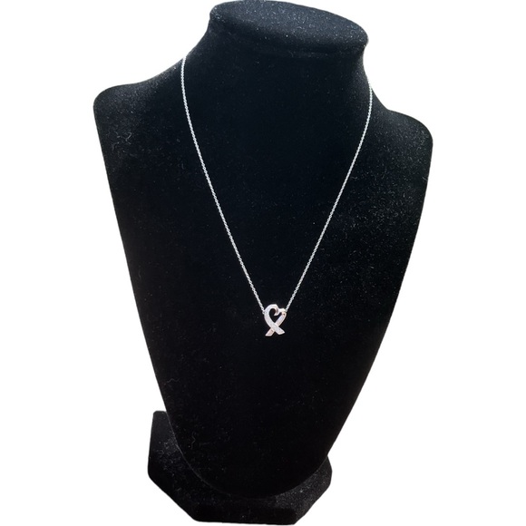 Tiffany & Co. Paloma Picasso 18K White Gold Diamond Loving Heart Necklace - Picture 5 of 8